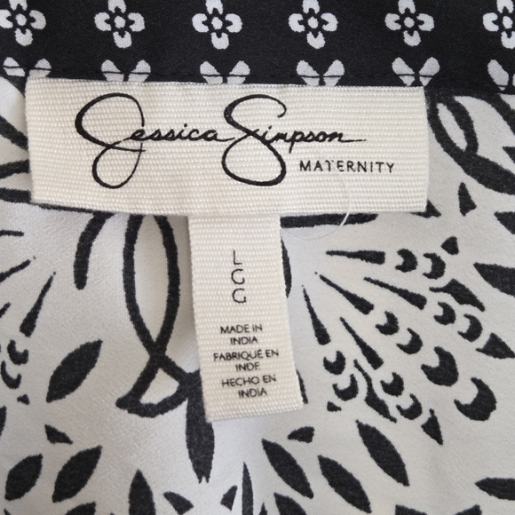 Jessica Simpson | Black White Maternity Wrap Dress with Split Sleeves Size Large - Picture 4 of 7